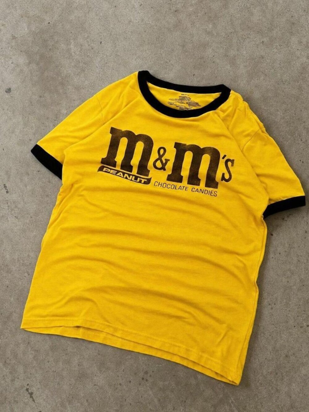 Vintage Y2K M&M's Yellow Ringer Tee Men's S
